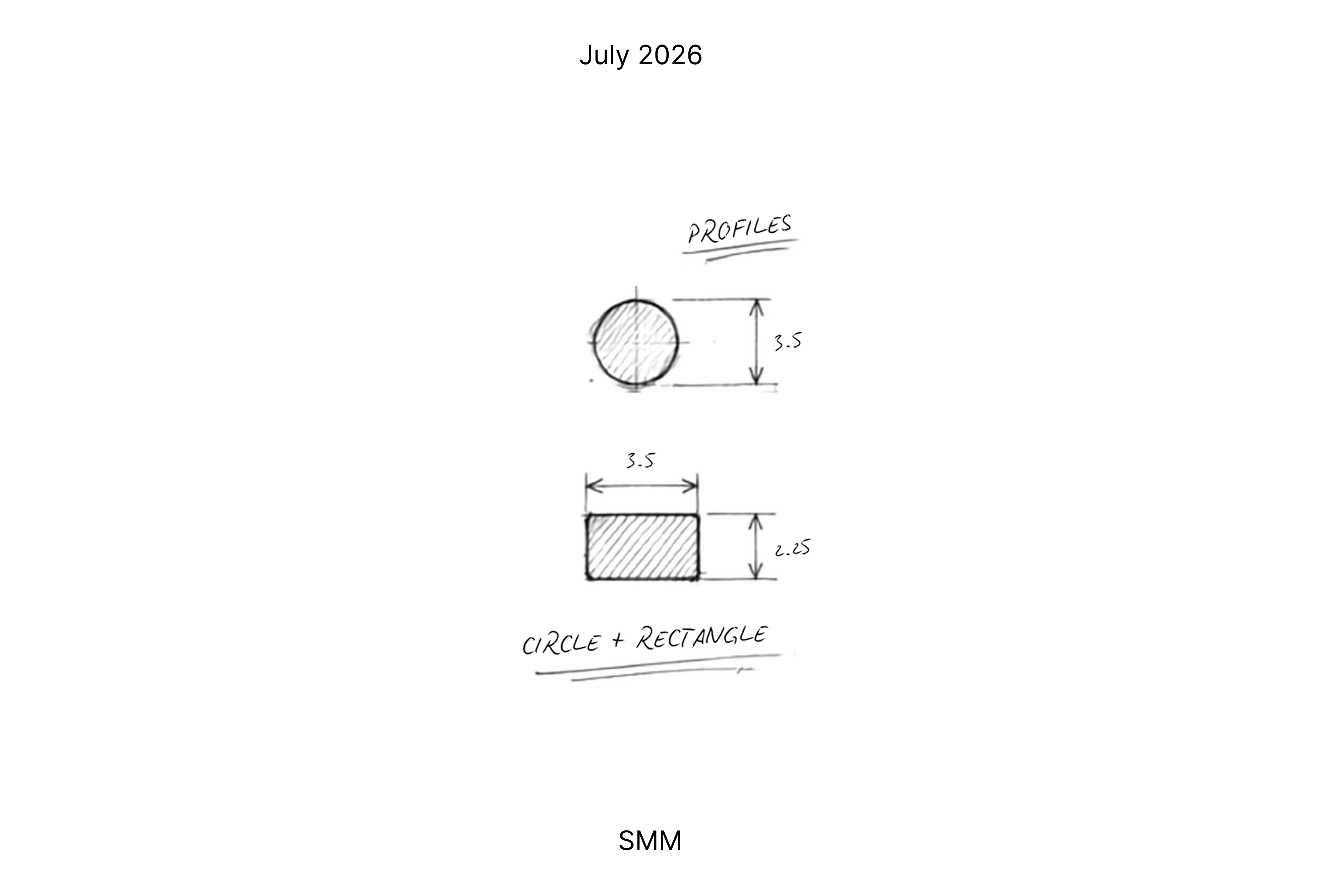 Ring profile drawing with circle and rectangle dimensions